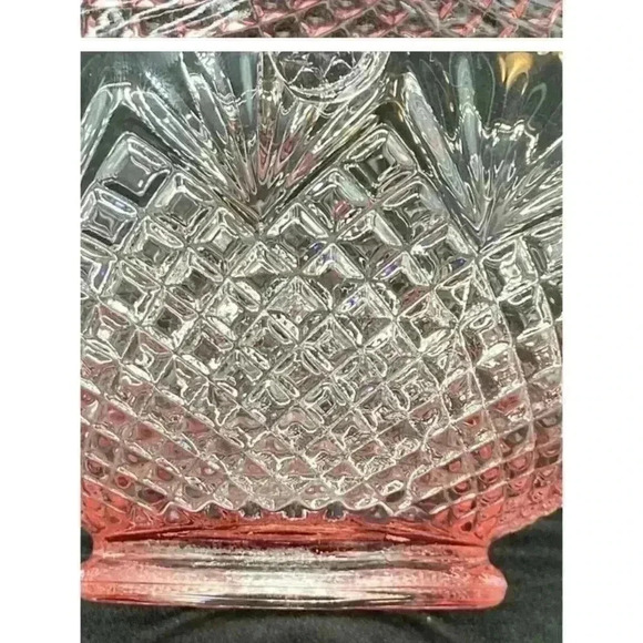 L.E. Smith vintage Pink Carnival Glass with  handle - Picture 5 of 10